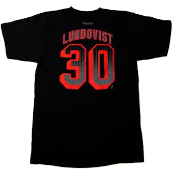 New York Rangers #30 Henrik Lundqvist Reebok Black Name & Number Tee Shirt (Adult M)
