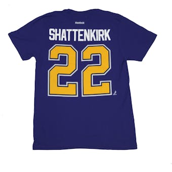 St. Louis Blues #22 Kevin Shattenkirk Reebok Blue Name & Number Tee Shirt (Adult S)