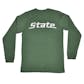 Michigan State Spartans Colosseum Green Warrior Long Sleeve Tee Shirt (Adult M)