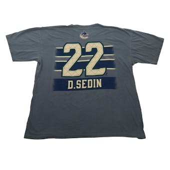 Vancouver Canucks #22 Daniel Sedin Reebok Blue Pigment Player Tee Shirt