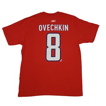 Washington Capitals #8 Alexander Ovechkin Reebok Red Name & Number Tee Shirt (Adult XL)