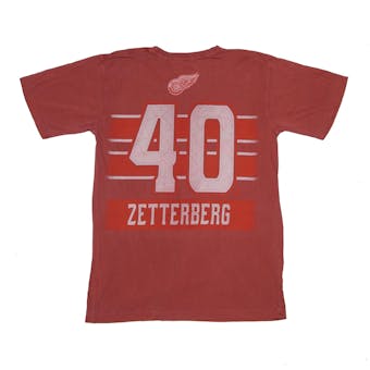 Detroit Red Wings #40 Henrik Zetterberg Reebok Red Pigment Player Tee Shirt (Adult S)