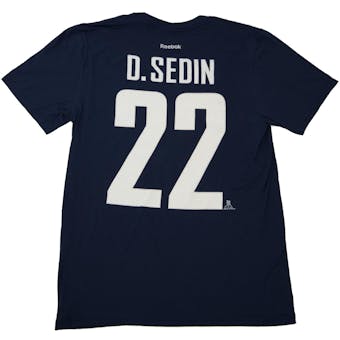 Vancouver Canucks #22 Daniel Sedin Reebok Navy Name & Number Tee Shirt (Adult S)