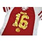San Francisco 49ers Joe Montana Majestic Red HOF Draft Him VII V-Neck Tee Shirt