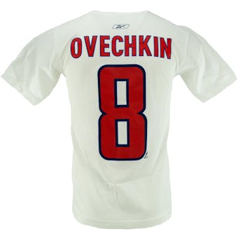 Alexander Ovechkin Washington Capitals White Reebok T-Shirt (Adult S)