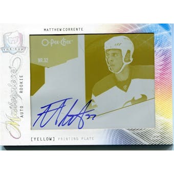 2009/10 The Cup Printing Plates OPC Premier Yellow #95 Matthew Corrente 1/1 Autograph