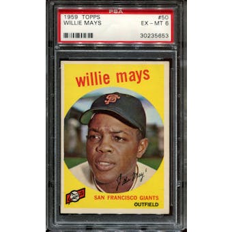 1959 Topps Baseball #50 Willie Mays PSA 6 (EX-MT) *5653