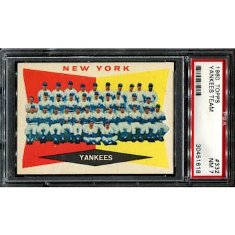 1960 Topps Baseball #332 Yankees Team PSA 7 (NM) *1618