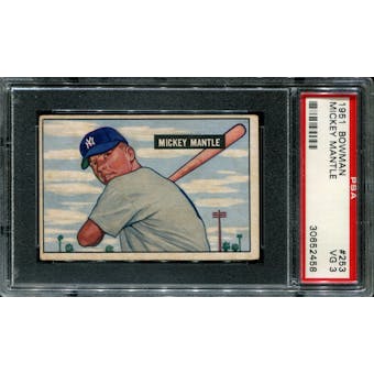 1951 Bowman Baseball #253 Mickey Mantle Rookie PSA 3 (VG) *2458