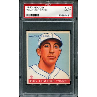 1933 Goudey Baseball #177 Walter French PSA 7 (NM) *4431
