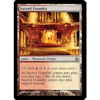 Magic the Gathering Ravnica Single Sacred Foundry Foil - MODERATE PLAY (MP) ARTIST SIGNED!