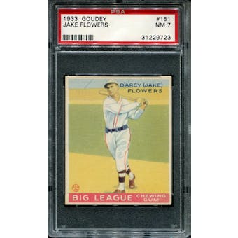 1933 Goudey Baseball #151 Jake Flowers PSA 7 (NM) *9723