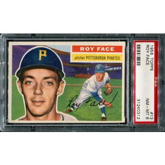 1956 Topps Baseball #13 Roy Face PSA 8 (NM-MT) *0312