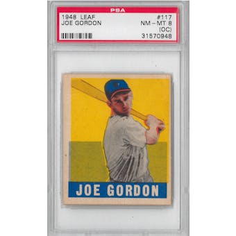 1948 Leaf Baseball Joe Gordon PSA 8(OC) (NM-MT) *0948