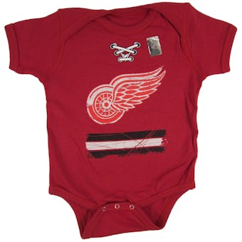 Detroit Red Wings Old Time Hockey Black Beeler Laces Short Sleeve Creeper (Infant 6M)