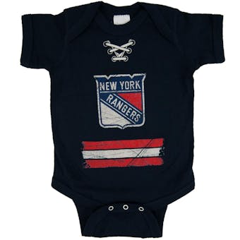New York Rangers Old Time Hockey Navy Beeler Laces Short Sleeve Creeper (Newborn)