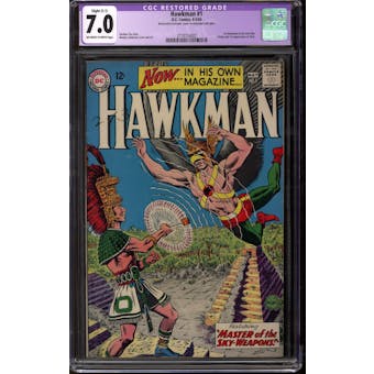 Hawkman #1 CGC 7.0 (OW-W) Restored Slight C-1 *3718716002*