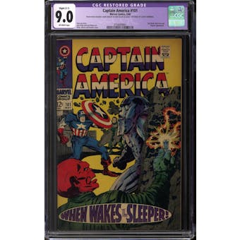 Captain America #101 CGC 9.0 Slight (C-1) Restoration (OW) *3756009001*