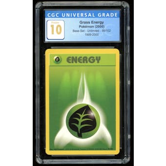 Pokemon Base Set Unlimited Grass Energy 99/102 CGC 10