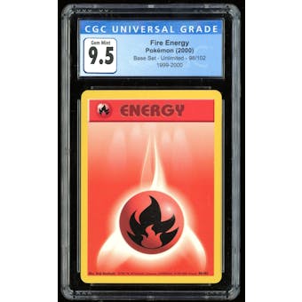 Pokemon Base Set Unlimited Fire Energy 98/102 CGC 9.5