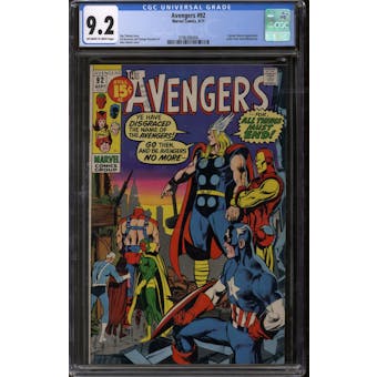 Avengers #92 CGC 9.2 (OW-W) *3796396006*