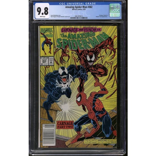 Amazing Spider-Man #362 CGC 9.8 (W) Newsstand Edition *3861839015*