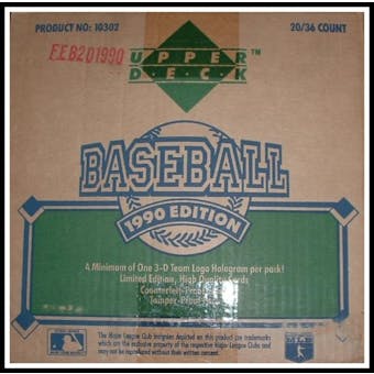 1990 Upper Deck Series 1 Baseball Wax 20-Box Case