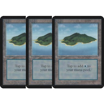 Magic the Gathering Alpha 3x LOT Island (Ver 2) - SLIGHT PLAY (SP)