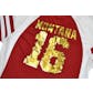 San Francisco 49ers Joe Montana Majestic Red HOF Draft Him VII V-Neck Tee Shirt (Womens L)