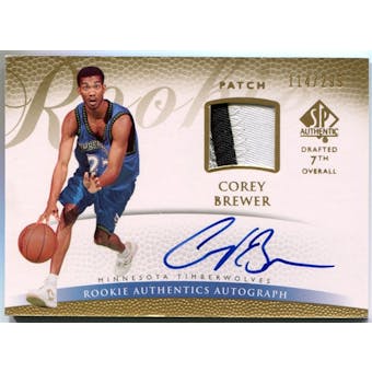 2007/08 Upper Deck SP Authentic #156 Corey Brewer Rookie Autograph Patch /299