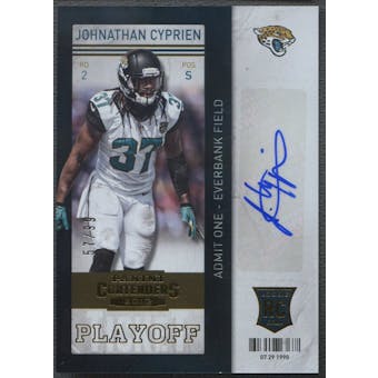 2013 Panini Contenders #147B Johnathan Cyprien Playoff Ticket Variation Auto SP #57/99