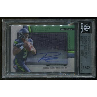 2012 Topps Strata Clear Cut Russell Wilson Rookie Green Patch Auto #54/55 BGS 9 10 Auto