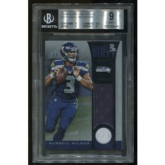 2012 Panini Totally Certified RC Rookie Russell Wilson Down & Dirty Jersey BGS 9 Mint