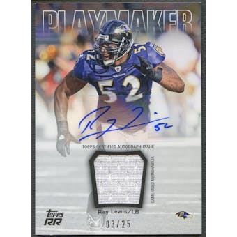 2011 Topps Rising Rookies #PARRL Ray Lewis Playmaker Jersey Auto #03/25