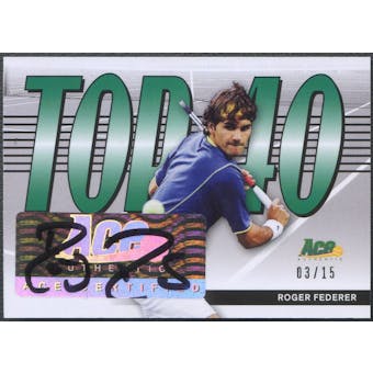 2013 Ace Authentic #T40RF1 Roger Federer Top 40 Auto #03/15