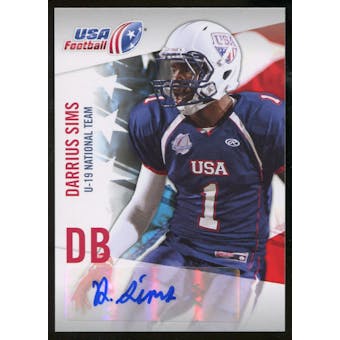 2012 Upper Deck USA Football U-19 National Team Autographs #U1926 Darrius Sims Autograph