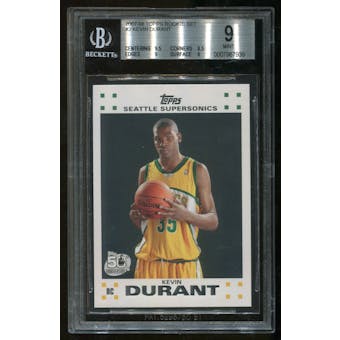 2007/08 Topps Rookie Set #2 Kevin Durant Rookie RC BGS 9 Mint