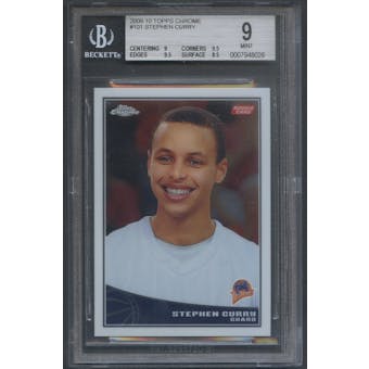 2009/10 Topps Chrome #101 Stephen Curry Rookie #488/999 BGS 9
