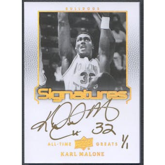2013 Upper Deck All-Time Greats #ATGKM5 Karl Malone Signatures Gold Auto #1/1