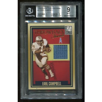 2007 Donruss Elite #11 Earl Campbell Throwback Threads Prime BGS 9 Mint Serial #2/30