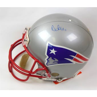 Drew Bledsoe Autographed New England Patriots Full Size Proline Helmet (Scoreboard)