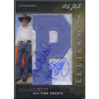 2012 Upper Deck All-Time Greats #LRP Richard Petty Letterman "P" Patch Auto #05/25