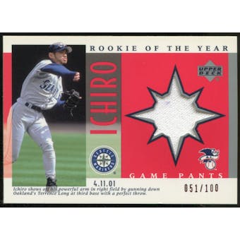 2001 Upper Deck Rookie Update Ichiro Tribute Game Pants #J-I2 Ichiro Suzuki 51/100