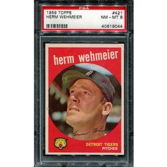1959 Topps Baseball #421 Herm Wehmeier PSA 8 (NM-MT) *9044
