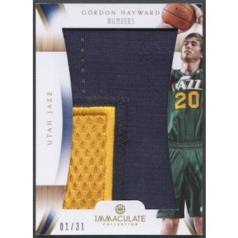 2012/13 Immaculate Collection #GH Gordon Hayward Numbers Patch #01/31