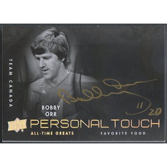 2012 Upper Deck All-Time Greats #PTBO1 Bobby Orr Personal Touch Auto #11/20