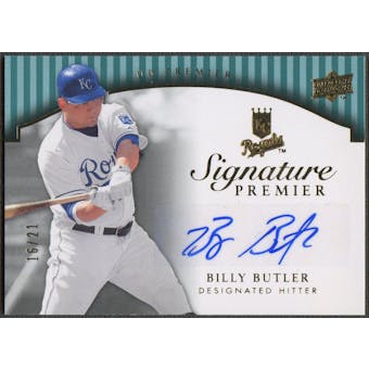 2008 Upper Deck Premier #BU Billy Butler Signature Premier Gold Jersey Number Auto #16/21
