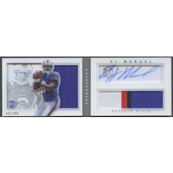 2013 Panini Playbook #209 EJ Manuel Signatures Silver Rookie Patch Auto #022/299
