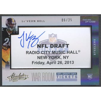 2013 Absolute #21 Le'Veon Bell War Room Draft Day Tickets Auto #06/25