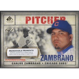 2008 SP Legendary Cuts #54 Carlos Zambrano Memorable Moments #1/1